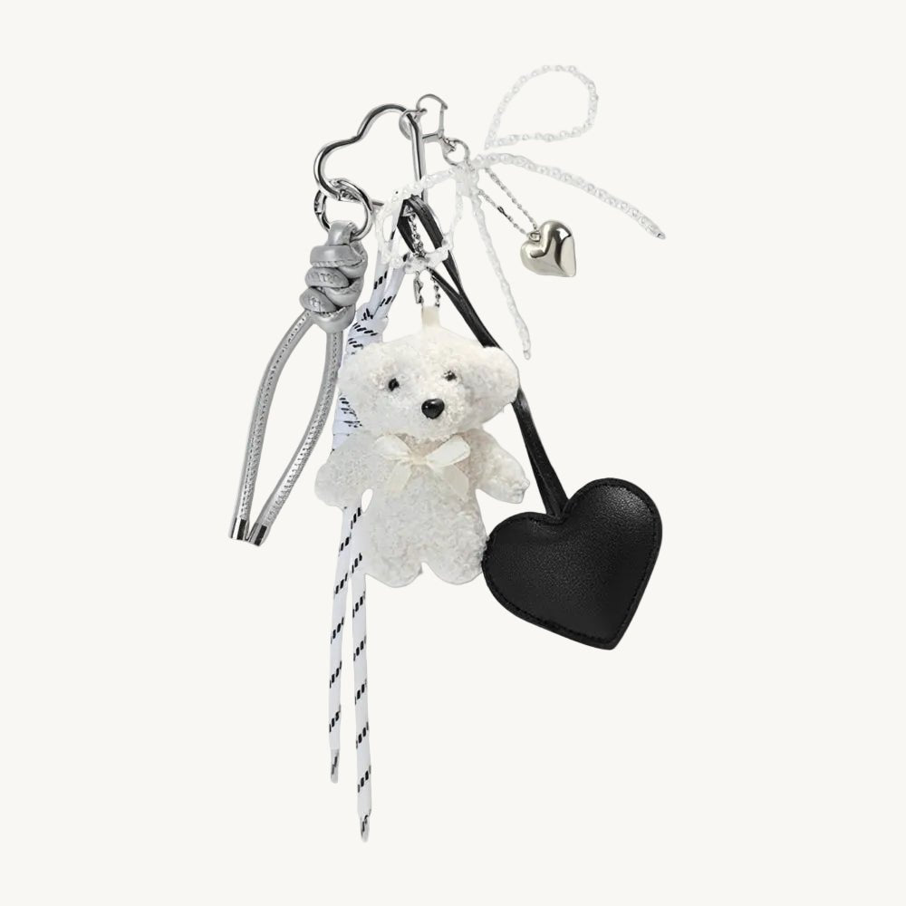 Bear Plush Bag Charm White - Laluva