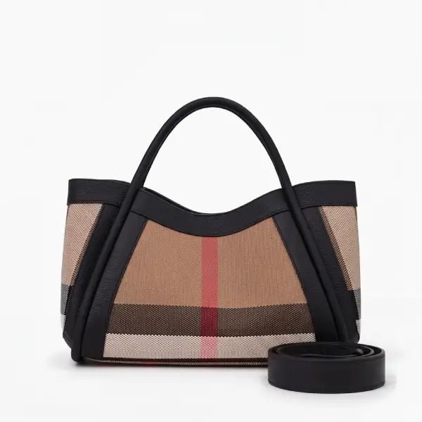 Livina Checkered Canvas Leather Tote Bag - Laluva