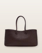 Ada Woven East-West Tote Bag - Burgundy