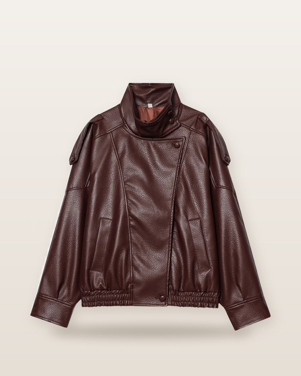 Noor Asymmetric Zip Faux Leather Jacket