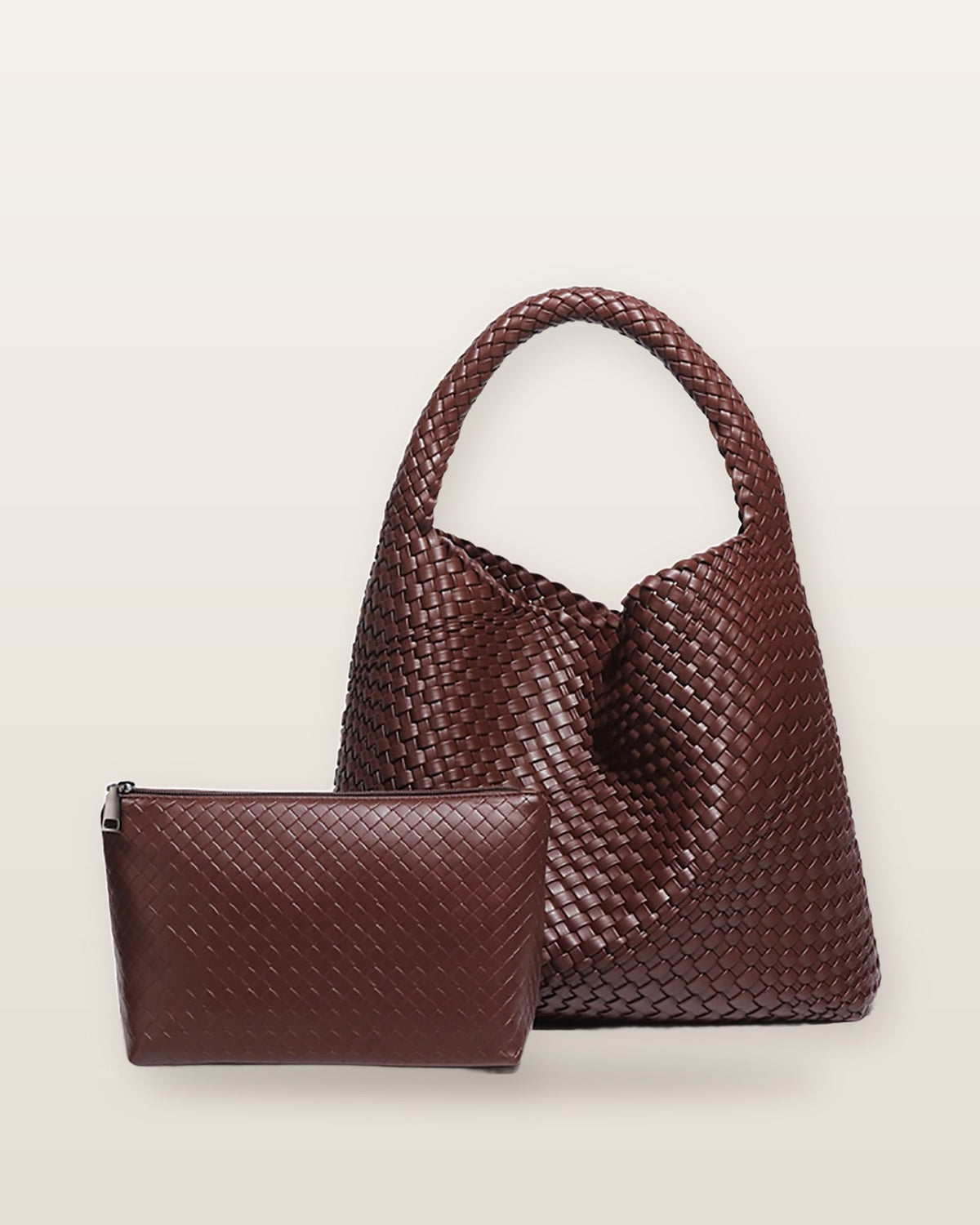 Rhea Woven Slouchy Hobo Bag - Dark Coffee