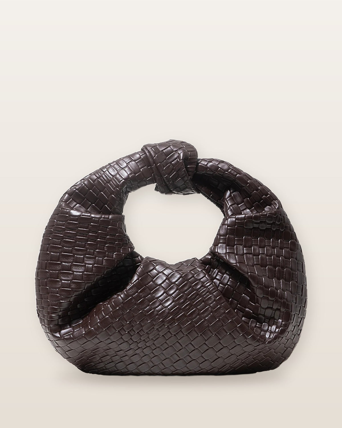Lola Knotted Woven Crescent Bag - Coffee