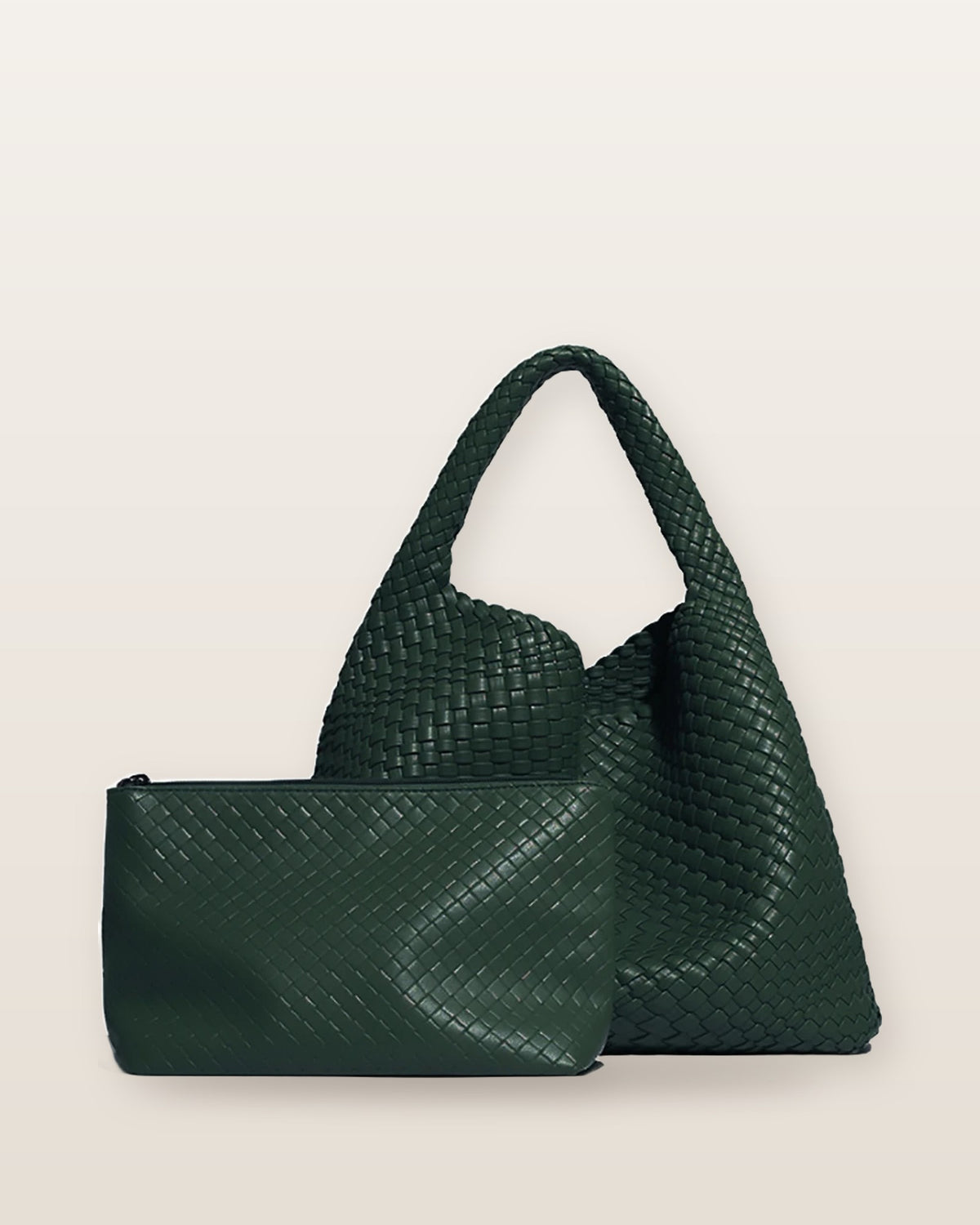 Rhea Woven Slouchy Hobo Bag - Dark Green