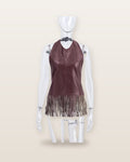 Mira Fringe Faux Leather Halter Top