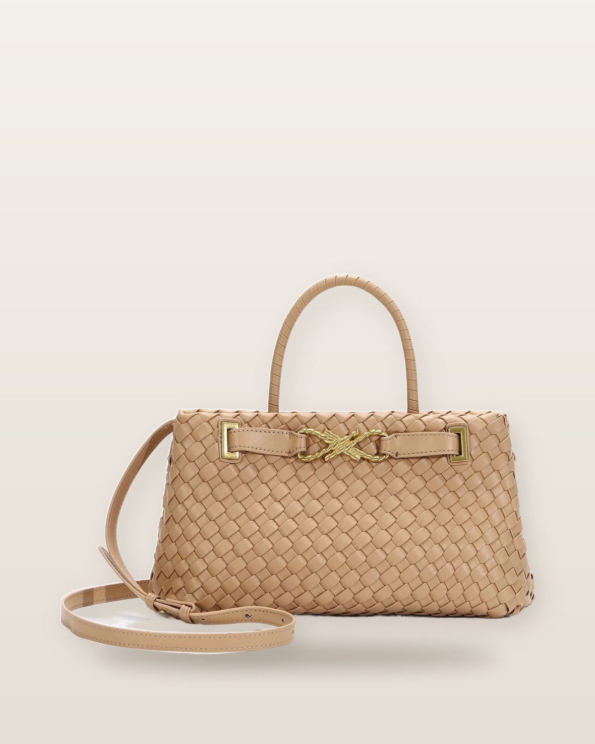 Ines Woven Knot Top Handle Bag
