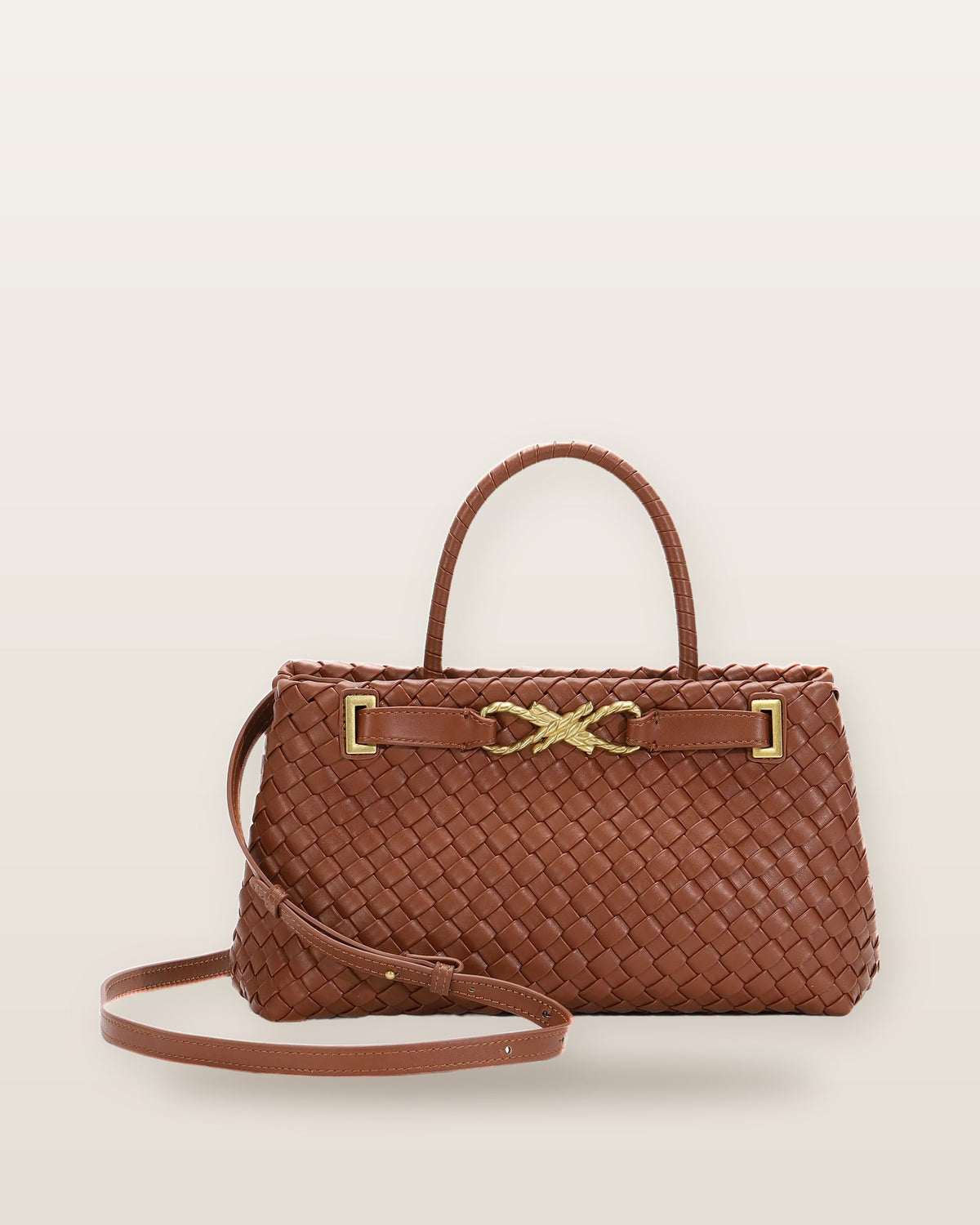 Ines Woven Knot Top Handle Bag
