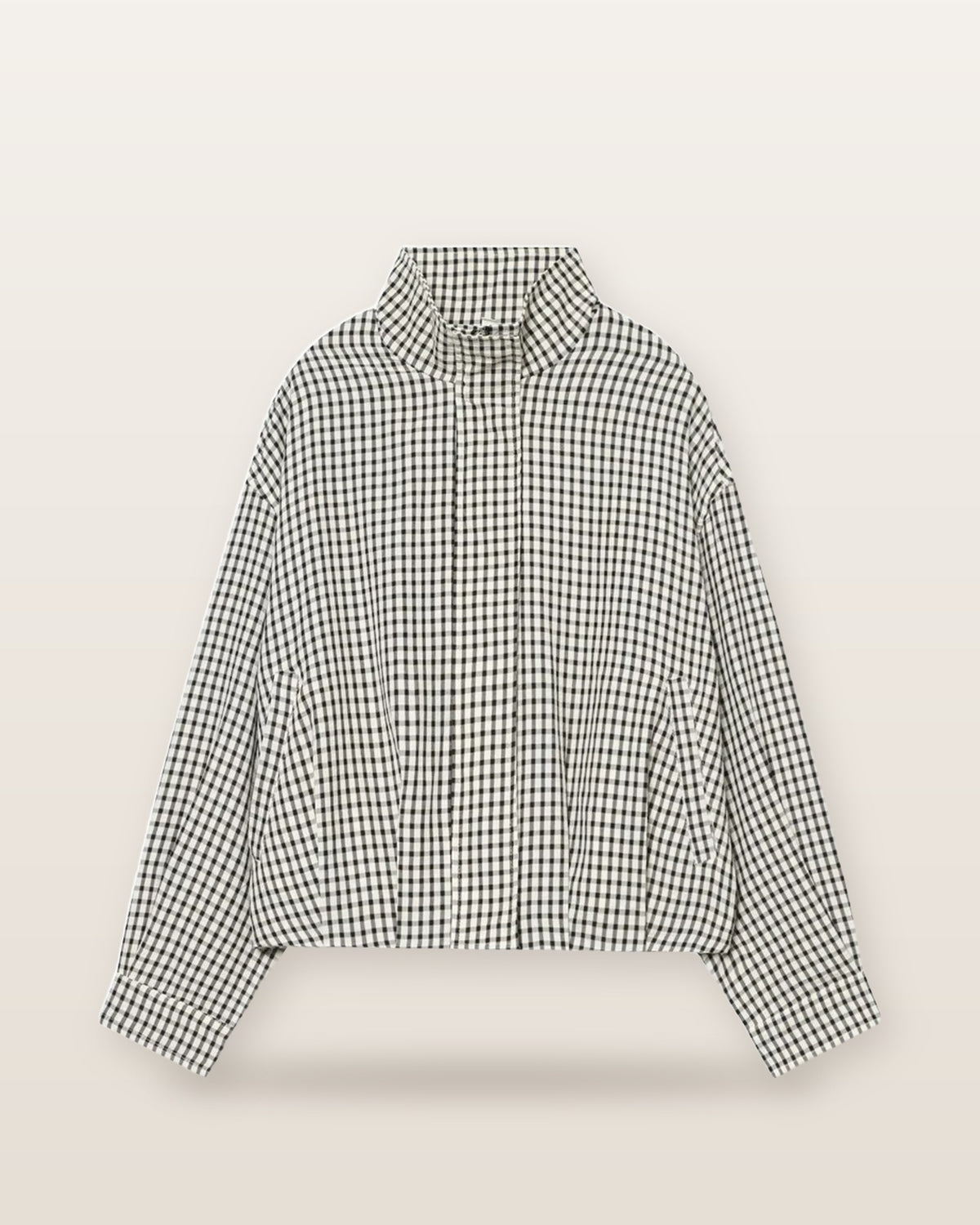 Mila Gingham Cropped Bomber Jacket