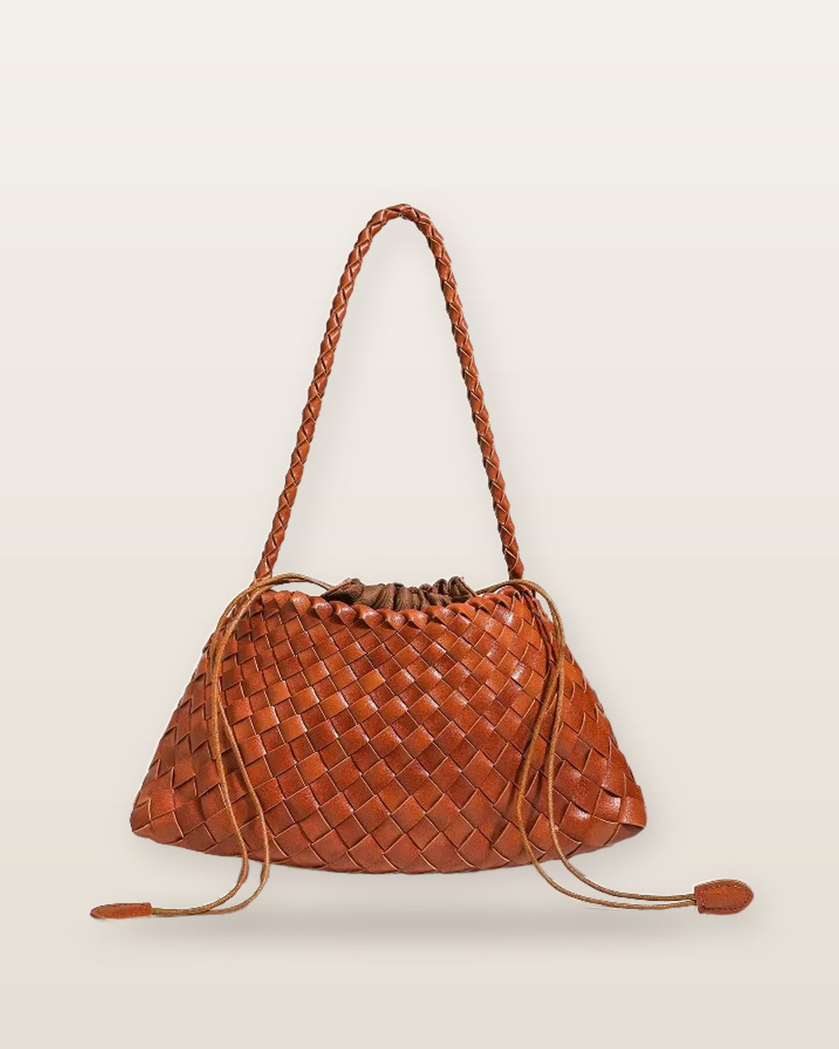 Elodie Woven Crescent Shoulder Bag - Tan