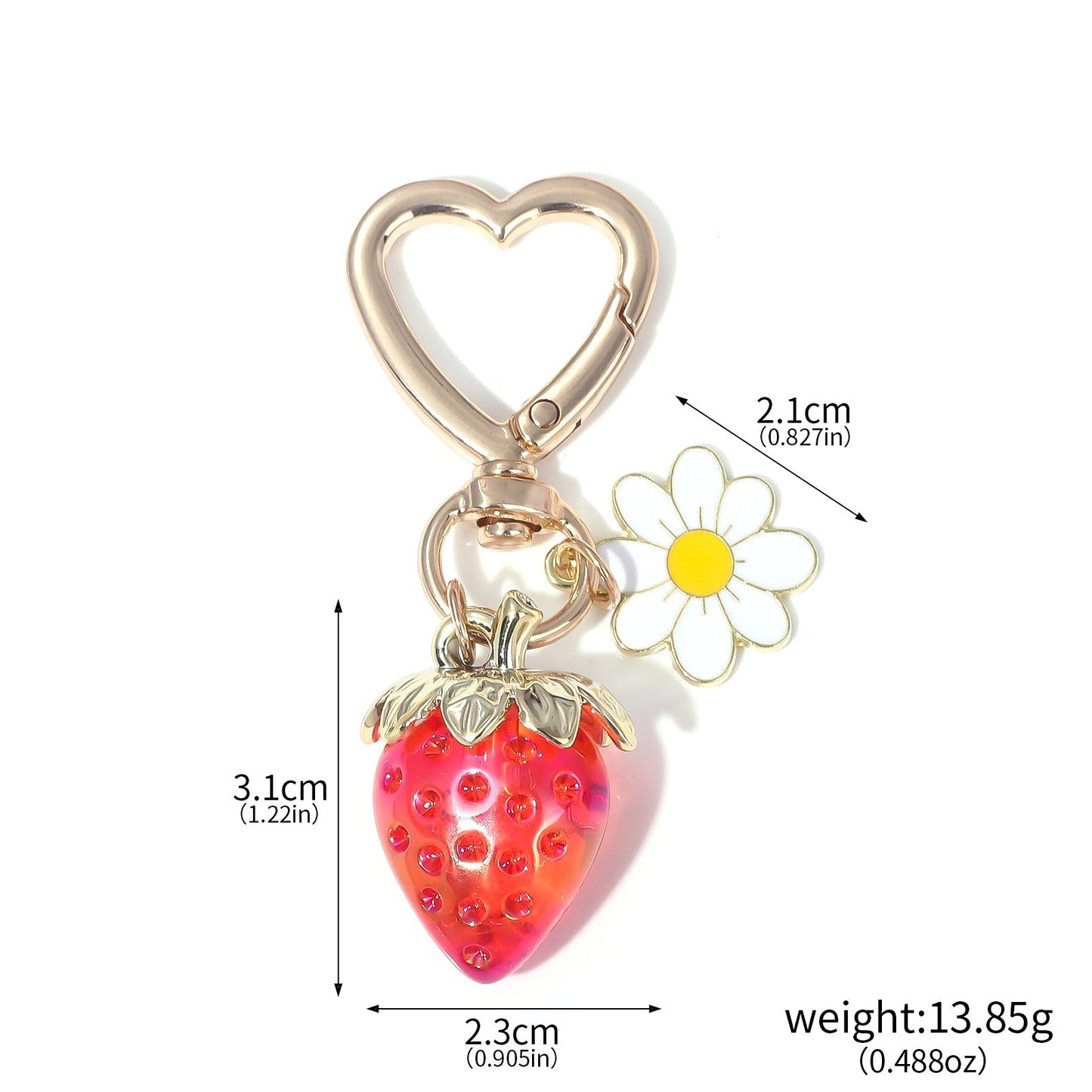 Strawberry daisy beaded charm