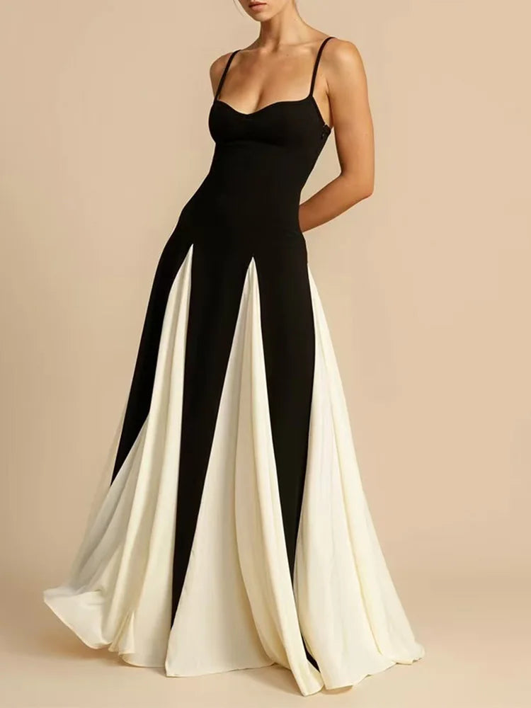 Thea Contrast Godet Maxi Dress
