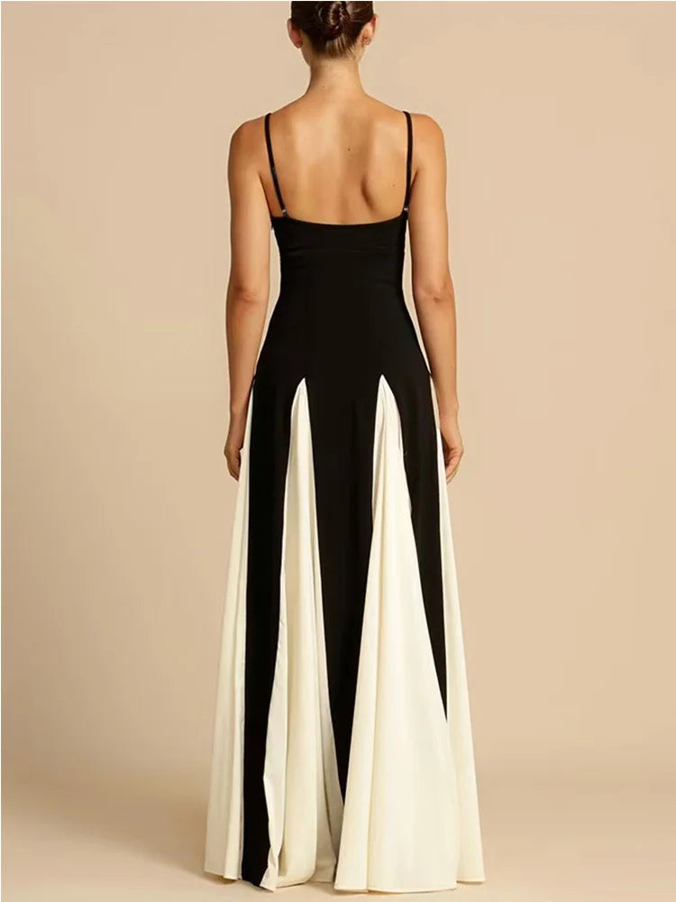 Thea Contrast Godet Maxi Dress