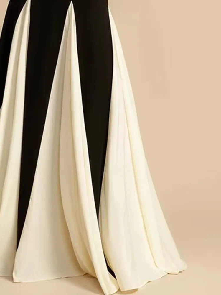 Thea Contrast Godet Maxi Dress