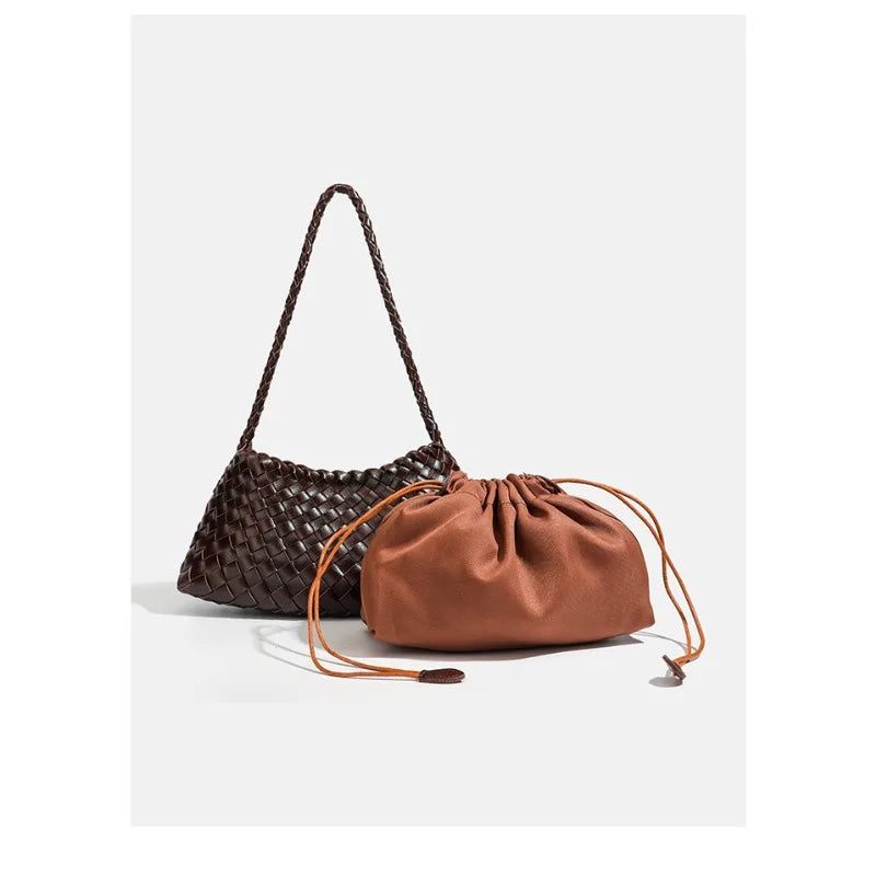 Elodie Woven Crescent Shoulder Bag