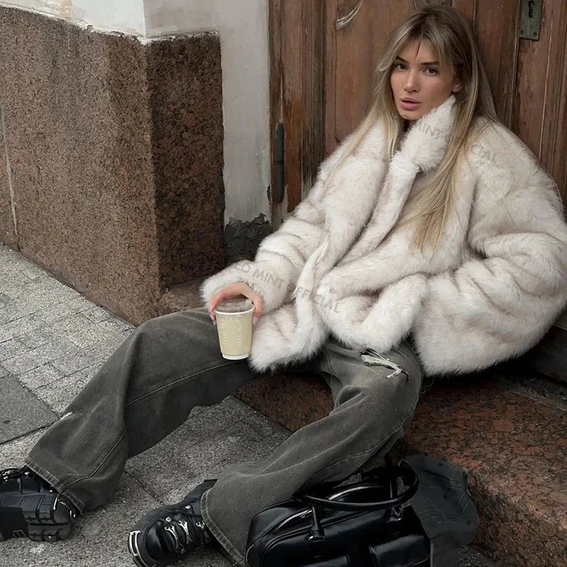 Willa Oversized Gradient Faux Fur Coat