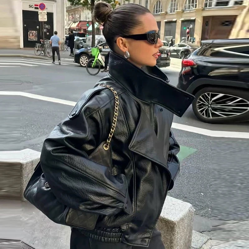 Noor Asymmetric Zip Faux Leather Jacket