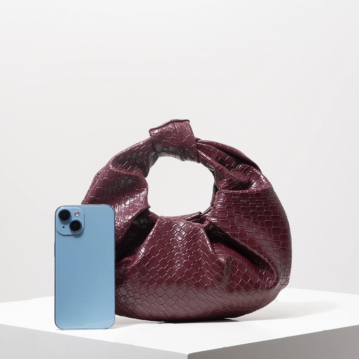Lola Knotted Woven Crescent Bag