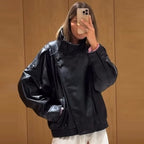 Noor Asymmetric Zip Faux Leather Jacket