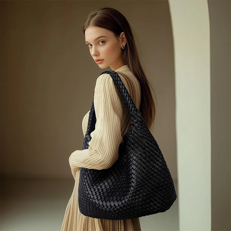 Rhea Woven Slouchy Hobo Bag