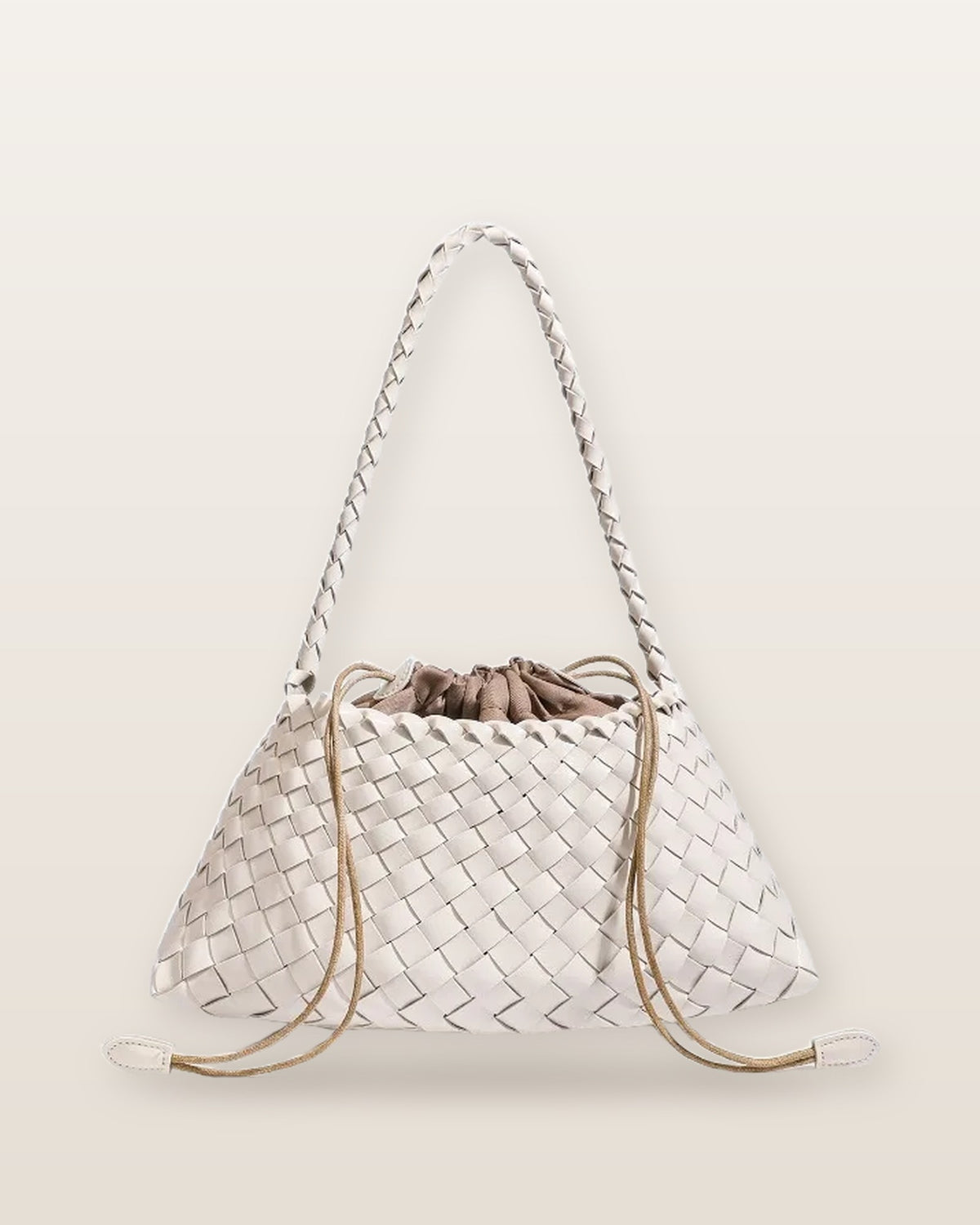 Elodie Woven Crescent Shoulder Bag - Off White