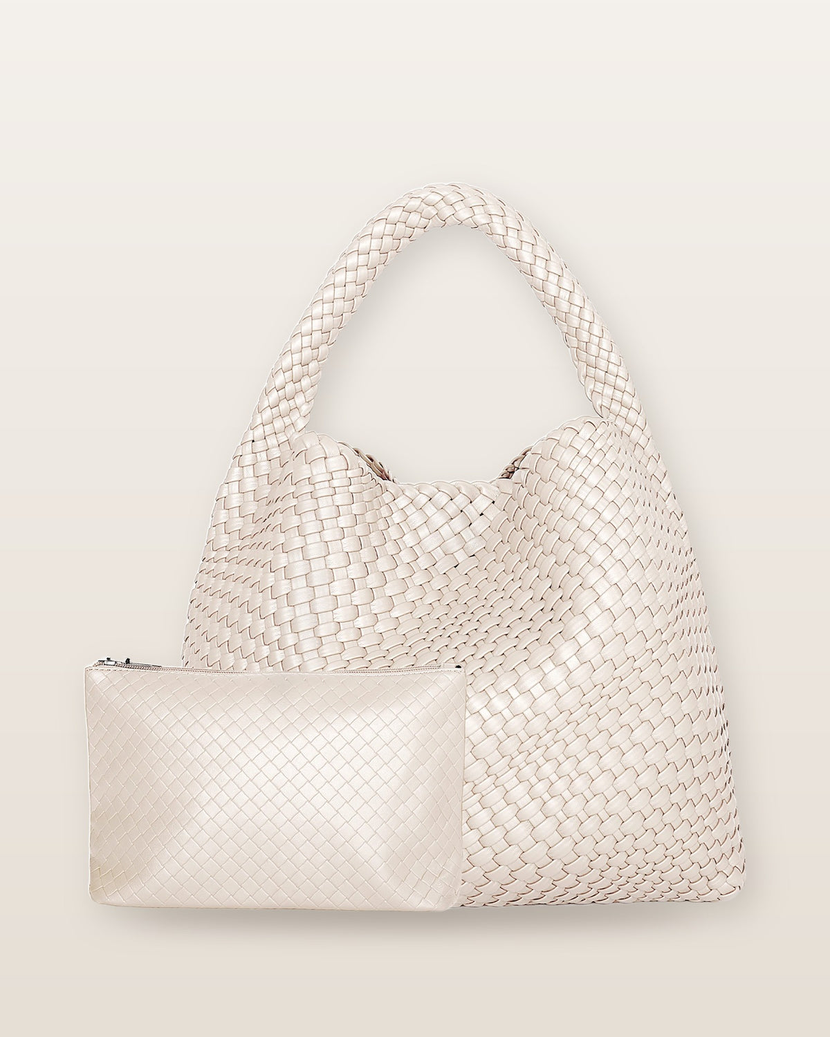 Rhea Woven Slouchy Hobo Bag - Beige