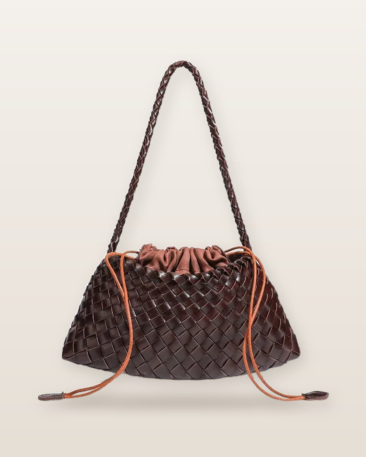 Elodie Woven Crescent Shoulder Bag - Chocolate