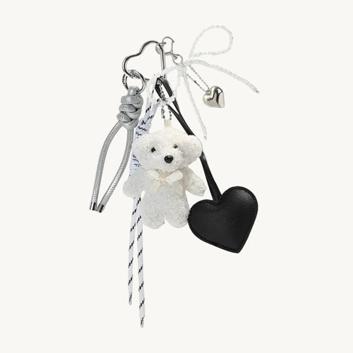 Bear Plush Bag Charm White - Laluva