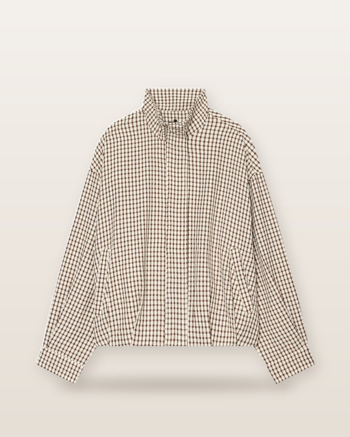 Mila Gingham Cropped Bomber Jacket - Khaki Check