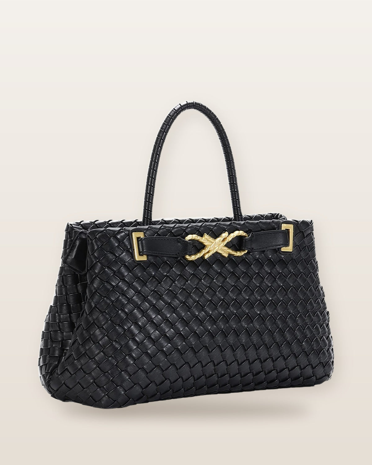 Ines Woven Knot Top Handle Bag