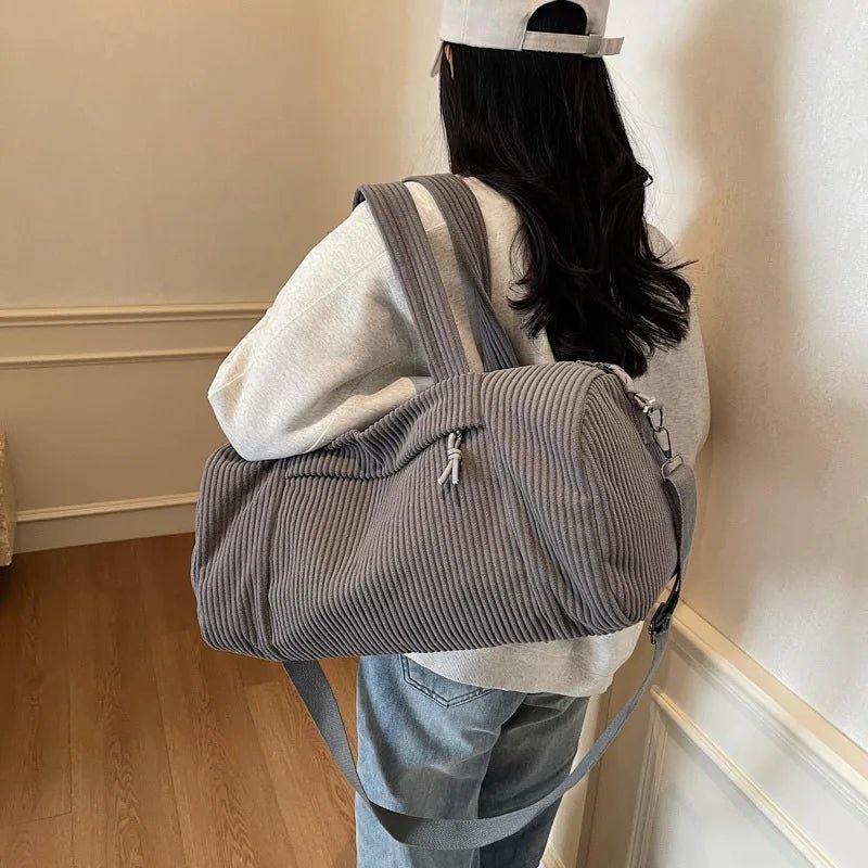 Cora Corduroy Barrel Duffle Bag - Laluva
