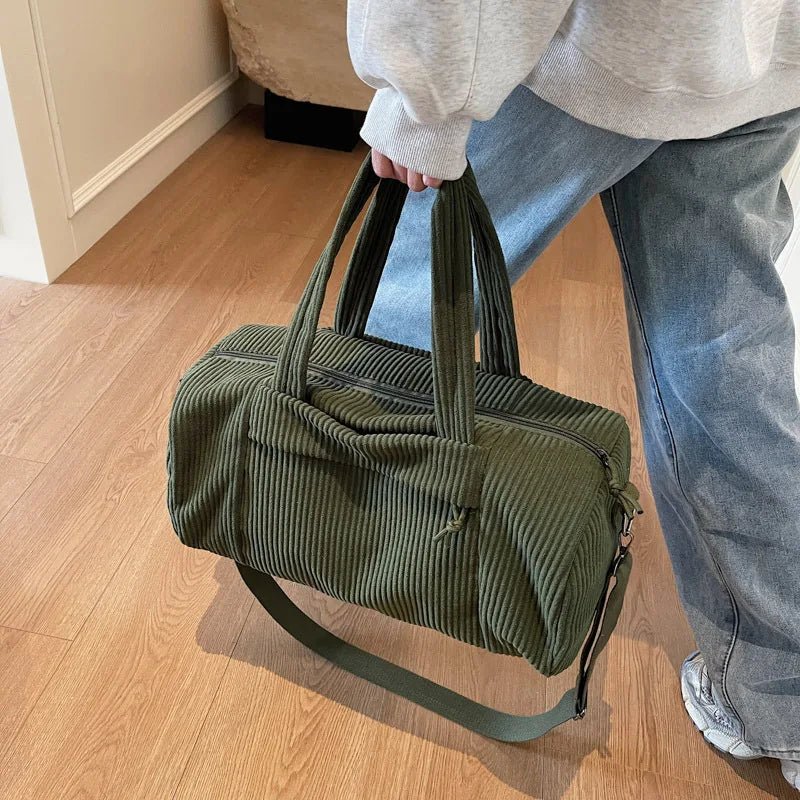 Cora Corduroy Barrel Duffle Bag - Laluva