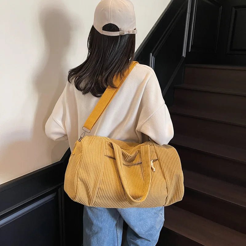 Cora Corduroy Barrel Duffle Bag - Laluva