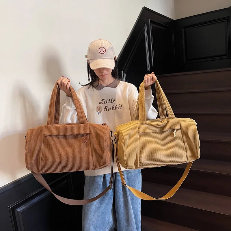 Cora Corduroy Barrel Duffle Bag - Laluva