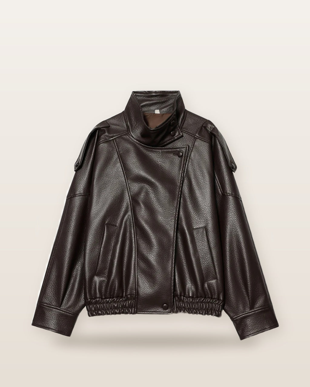 Noor Asymmetric Zip Faux Leather Jacket