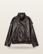 Noor Asymmetric Zip Faux Leather Jacket