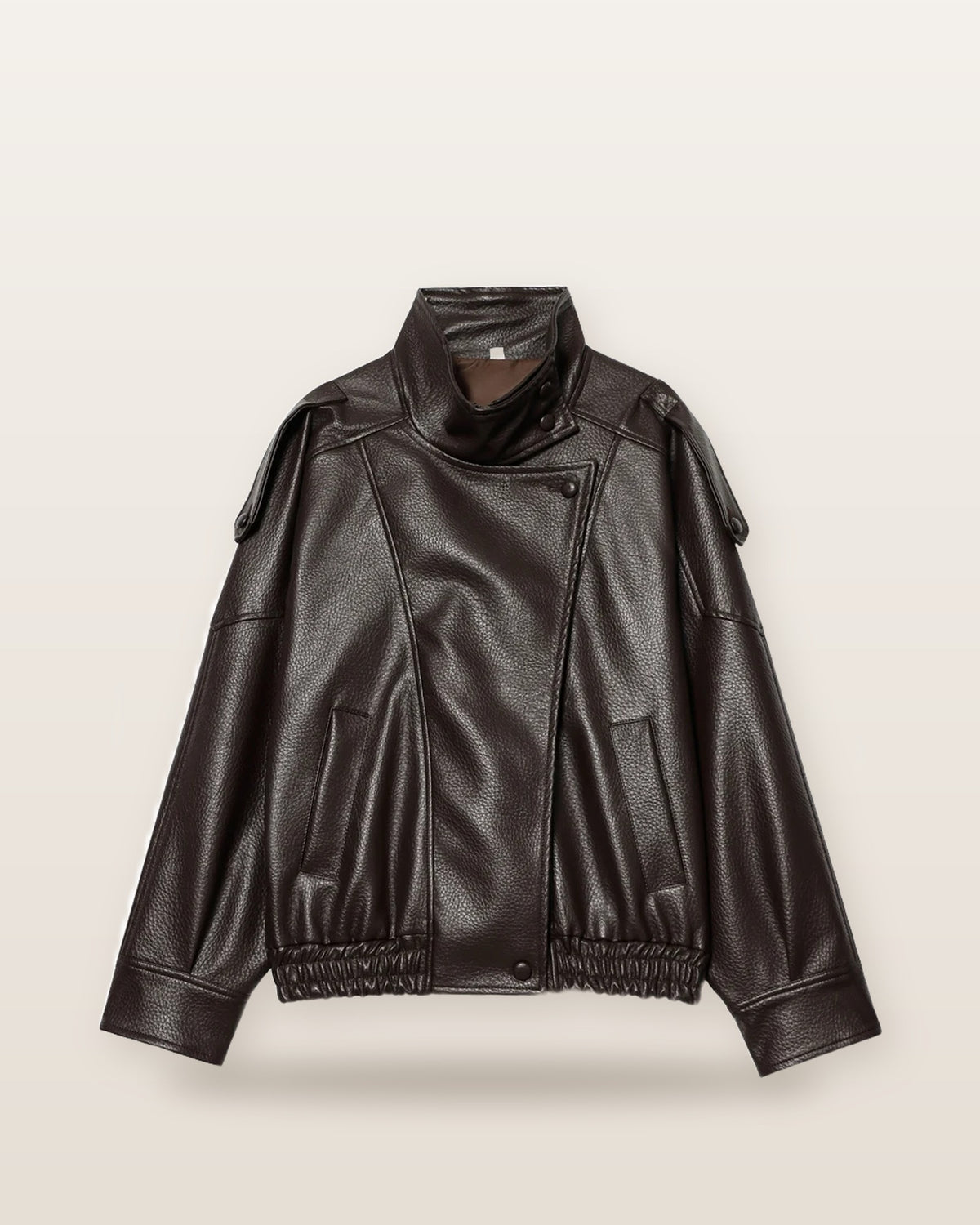 Noor Asymmetric Zip Faux Leather Jacket