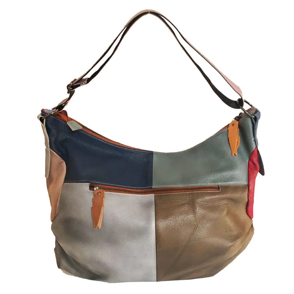 Greta Patchwork Leather Hobo Bag - Laluva