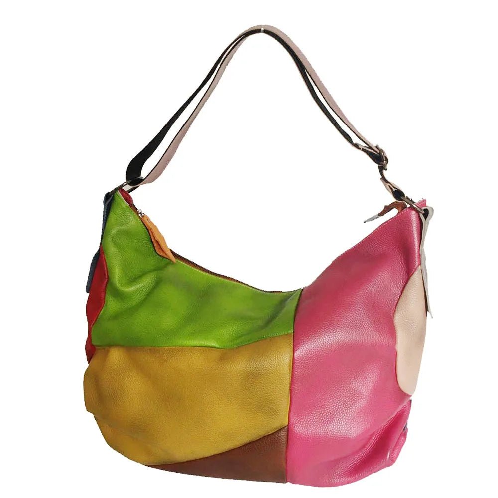 Greta Patchwork Leather Hobo Bag - Laluva