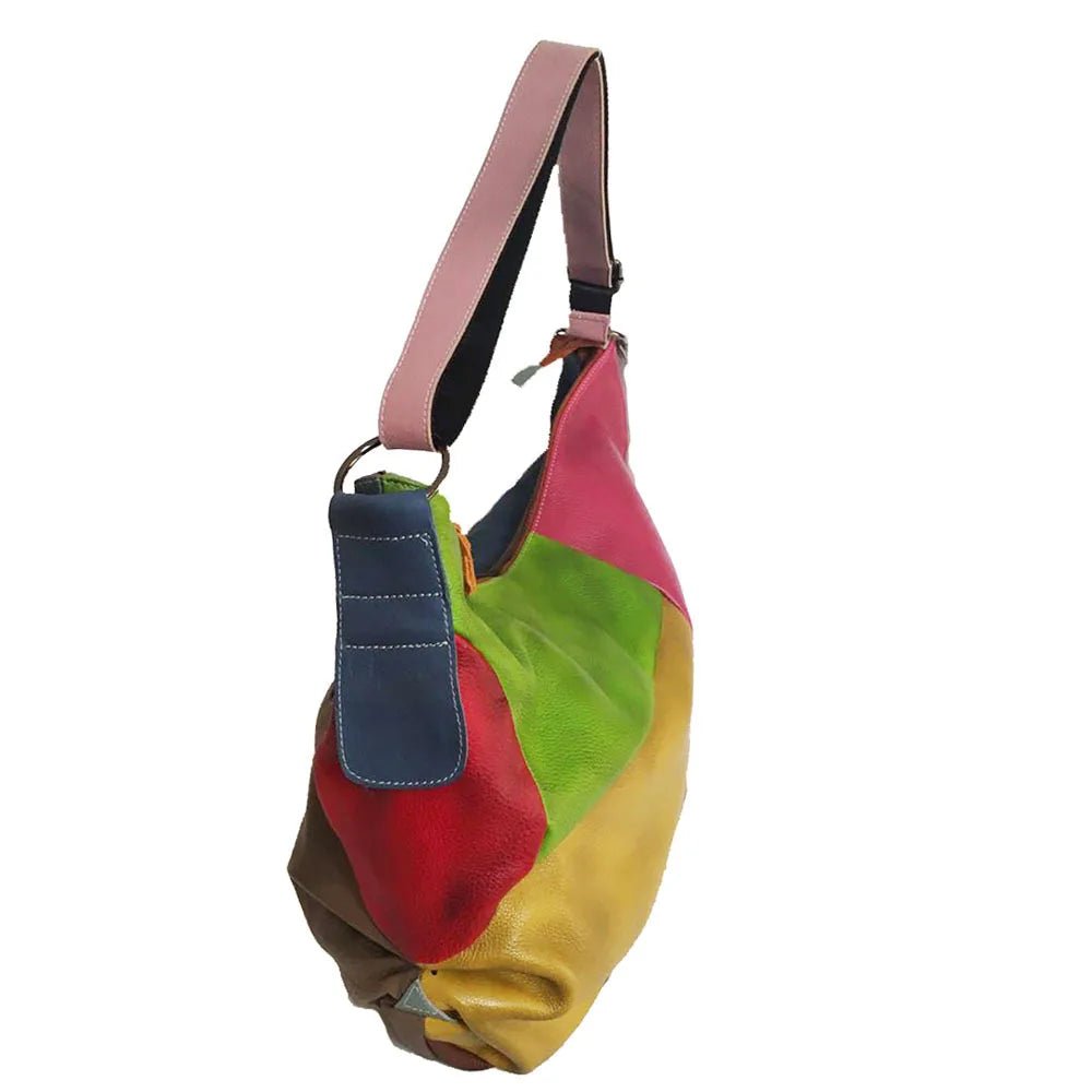 Greta Patchwork Leather Hobo Bag - Laluva