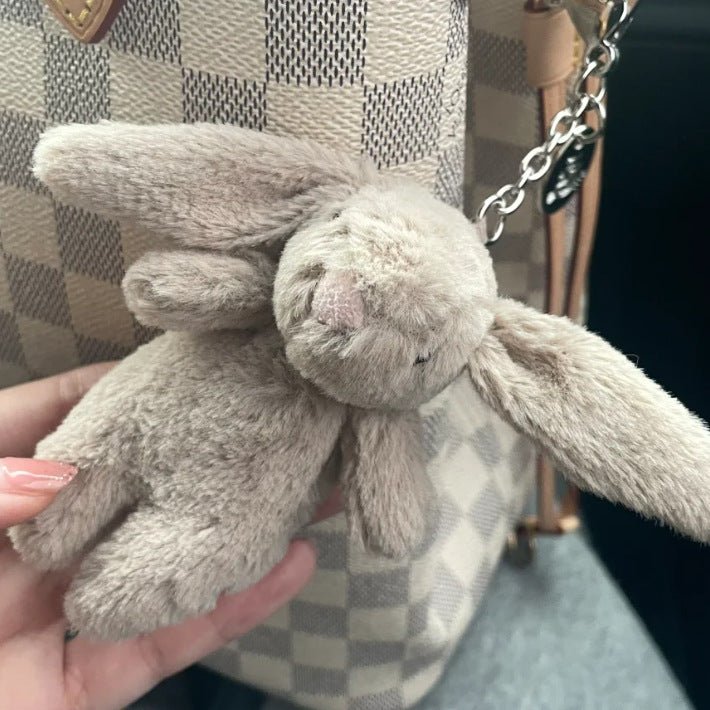 Handmade sheepskin bunny bag charm - Laluva