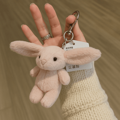 Handmade sheepskin bunny bag charm - Laluva