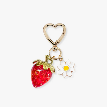 Strawberry daisy beaded charm