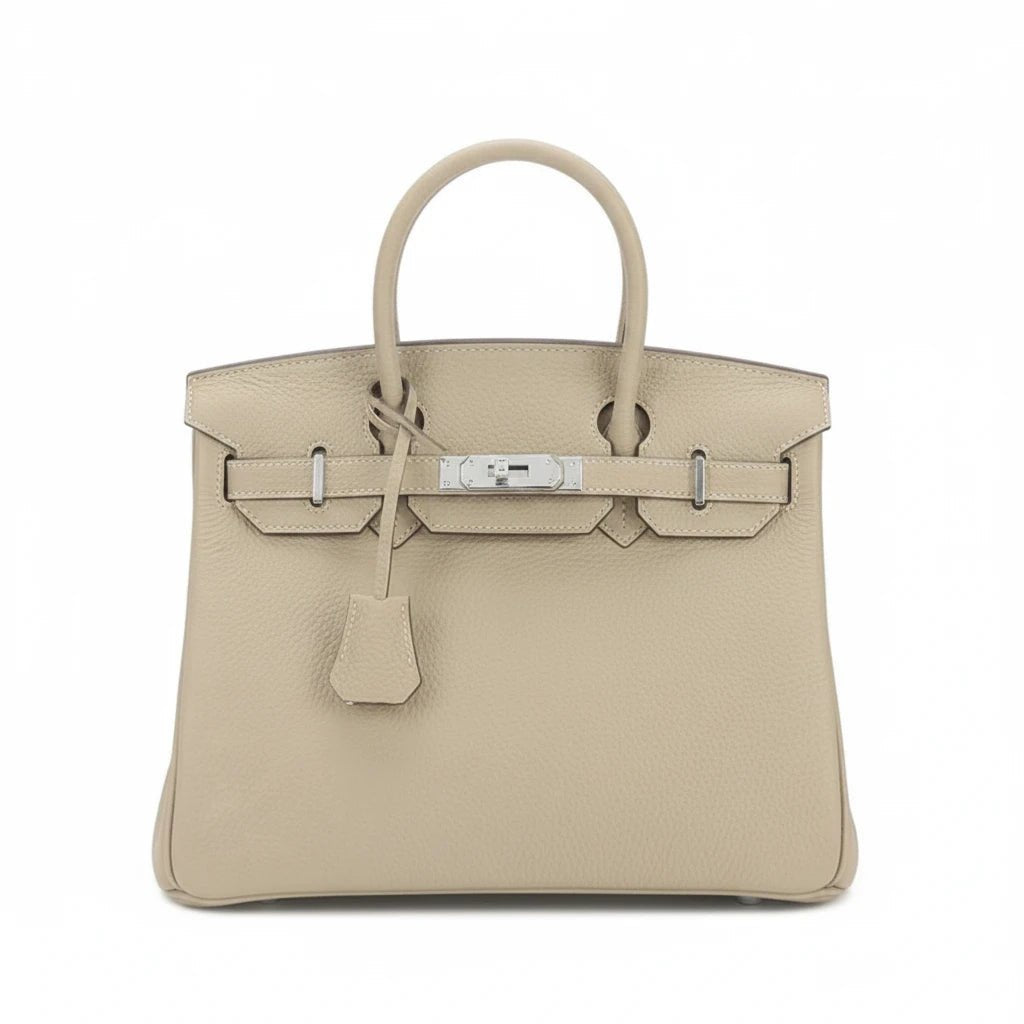 LALUVA Warkin Bags Genuine Leather Silver Hardware Elephant Gray