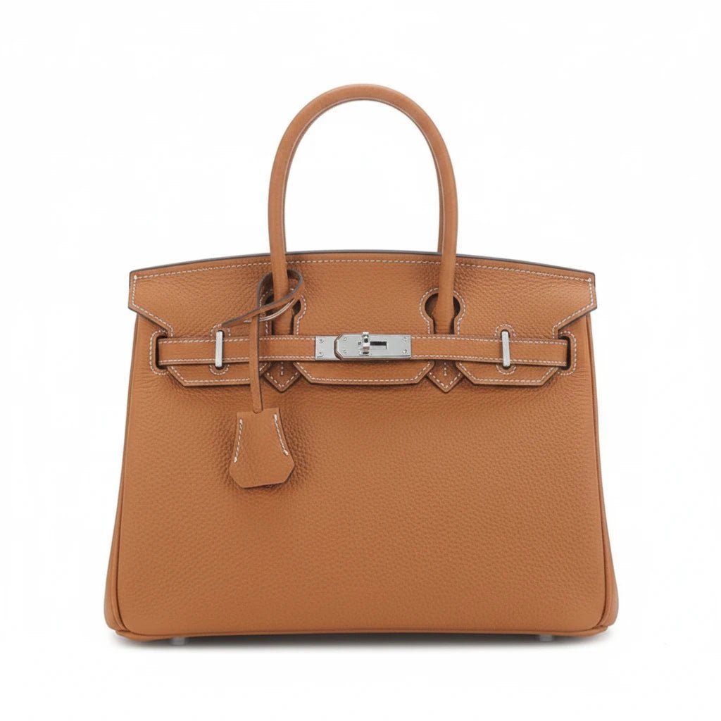 LALUVA Warkin Bags Genuine Leather Silver Hardware Bronze - White Wire