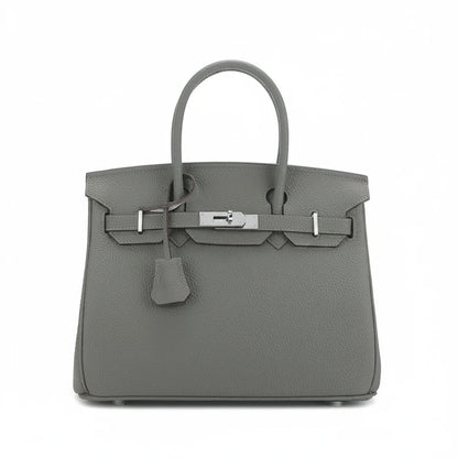 LALUVA Warkin Bags Genuine Leather Silver Hardware Iron Grey