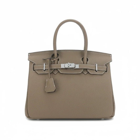 LALUVA Warkin Bags Genuine Leather Silver Hardware Khaki - White Wire