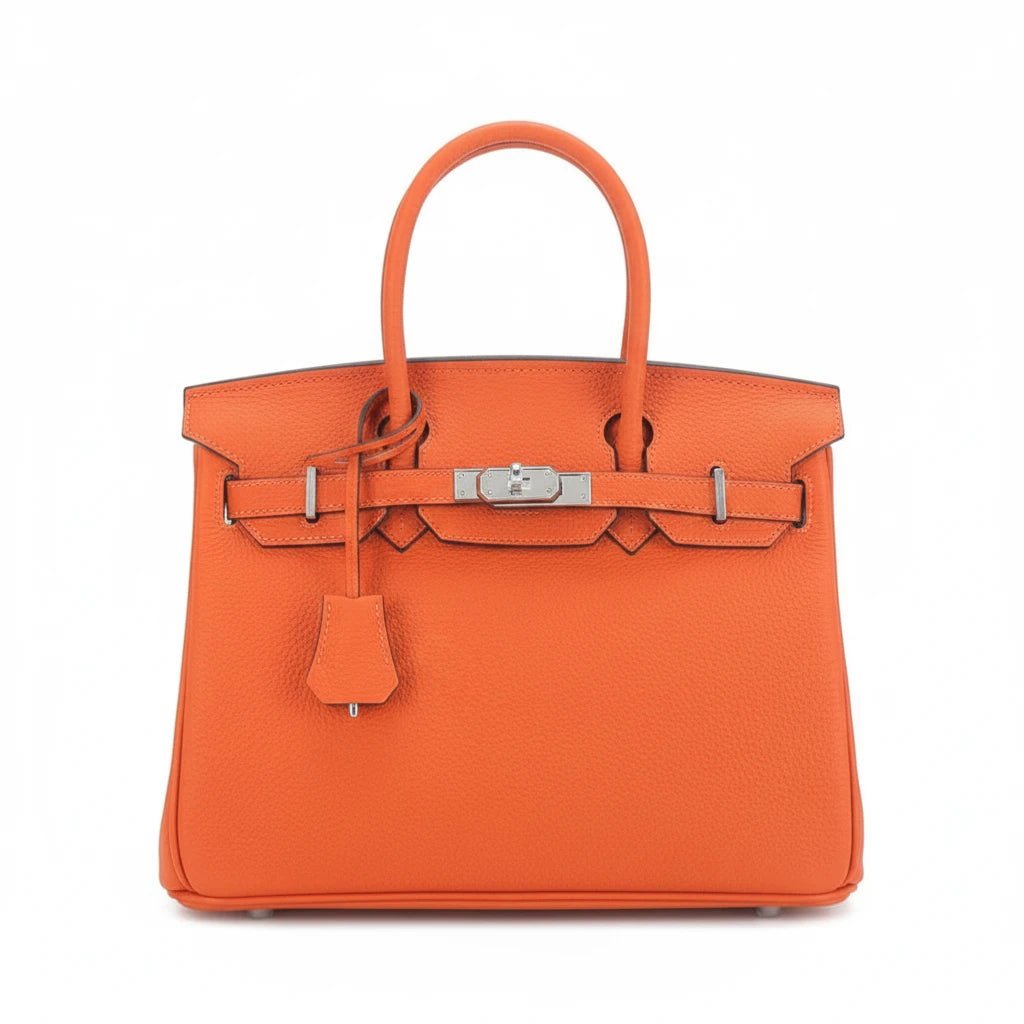 LALUVA Warkin Bags Genuine Leather Silver Hardware Orange