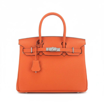 LALUVA Warkin Bags Genuine Leather Silver Hardware Orange