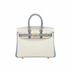 LALUVA Warkin Bags Genuine Leather Two Tone White Blue