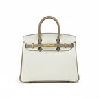 LALUVA Warkin Bags Genuine Leather Two Tone White Gray