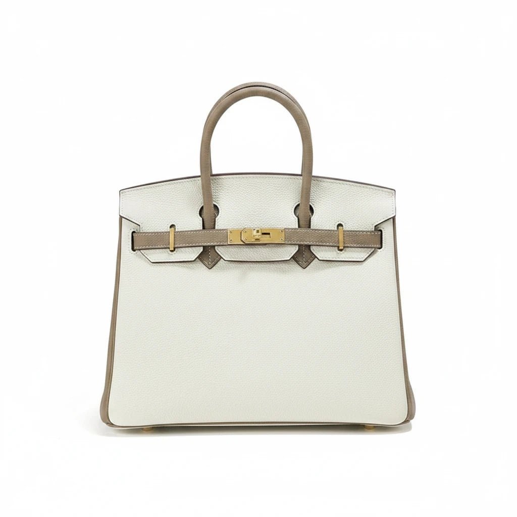 LALUVA Warkin Bags Genuine Leather Two Tone White Gray